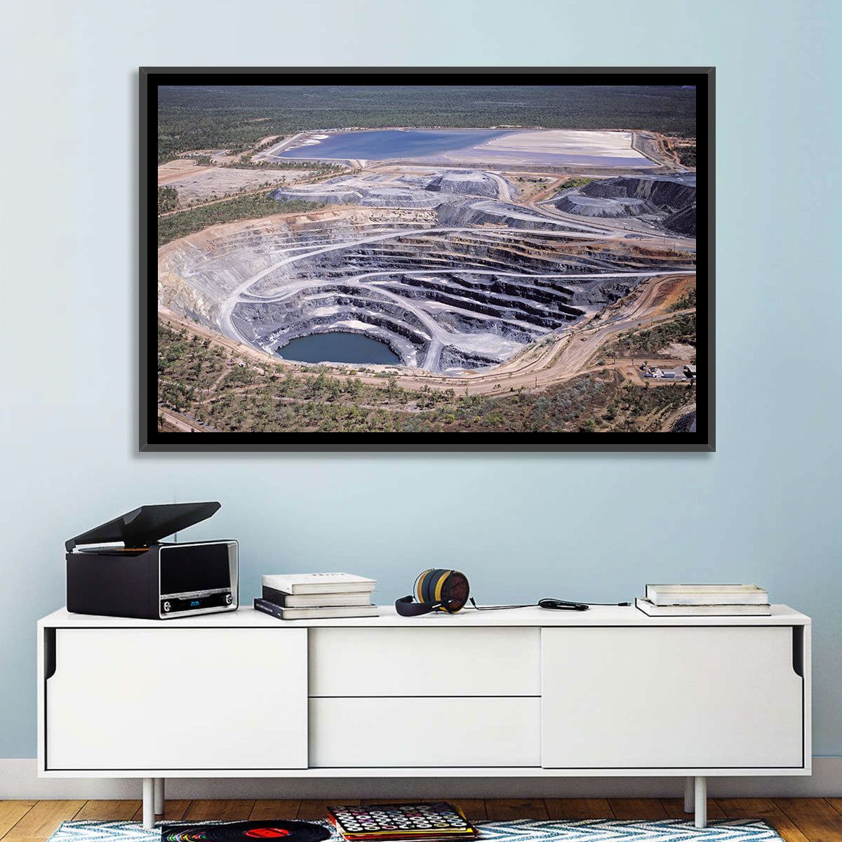 Aerial Open Pit Uranium Mine Wall Art in a room, landscape