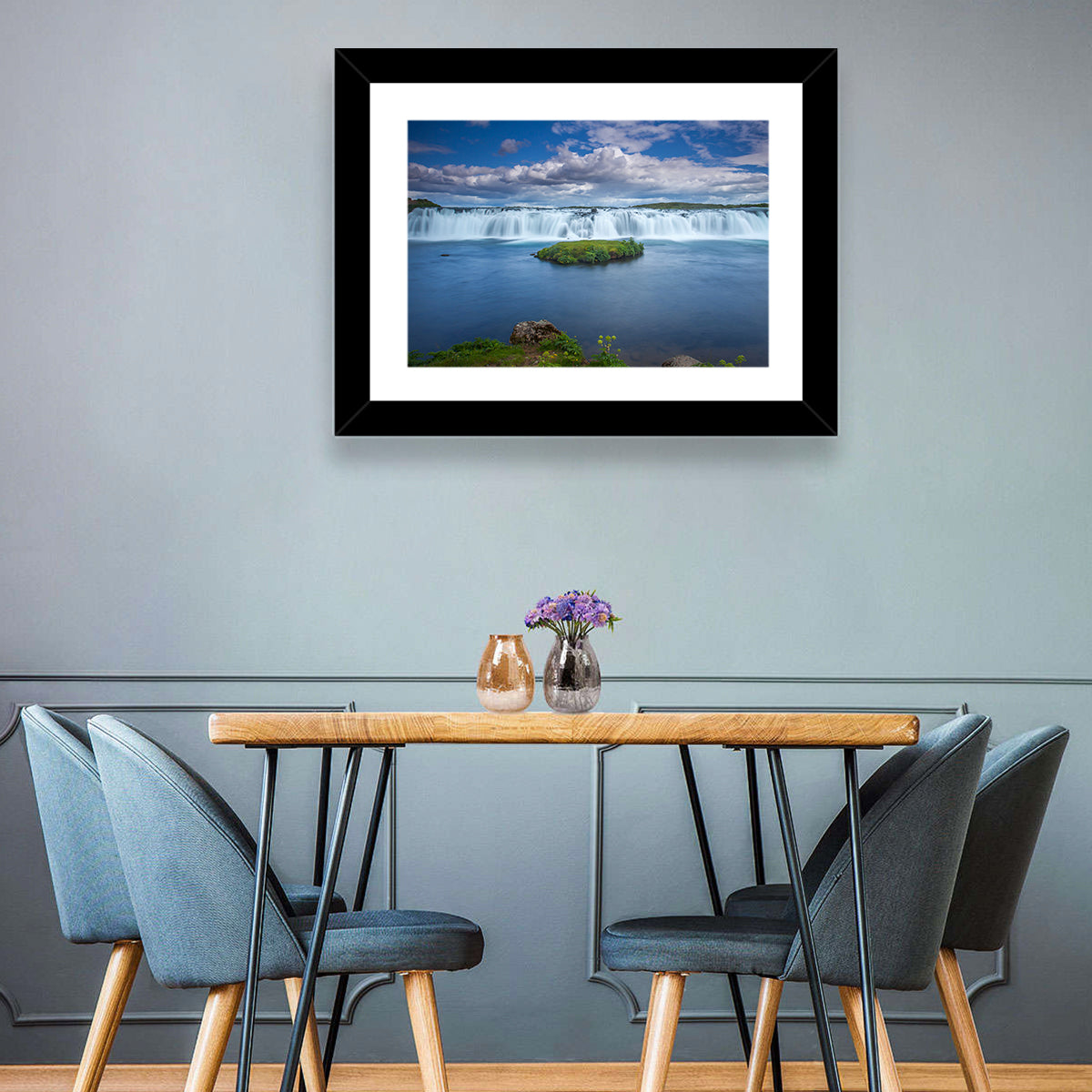 Faxi Waterfall Long Exposure Wall Art in a room, landscape
