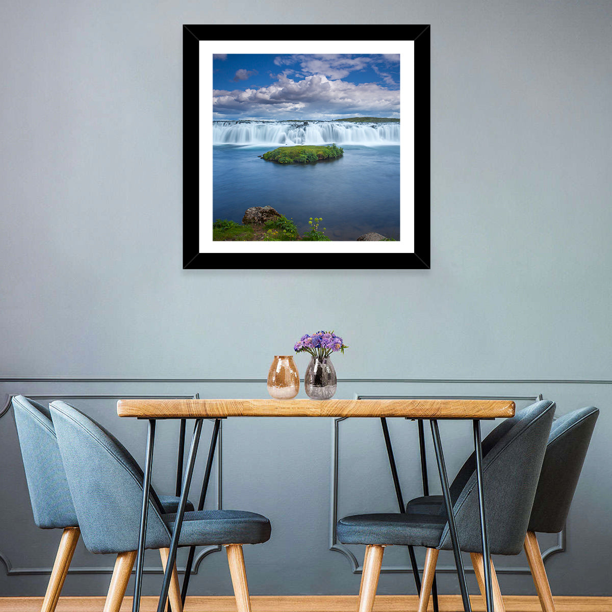Faxi Waterfall Long Exposure Wall Art in a room, landscape