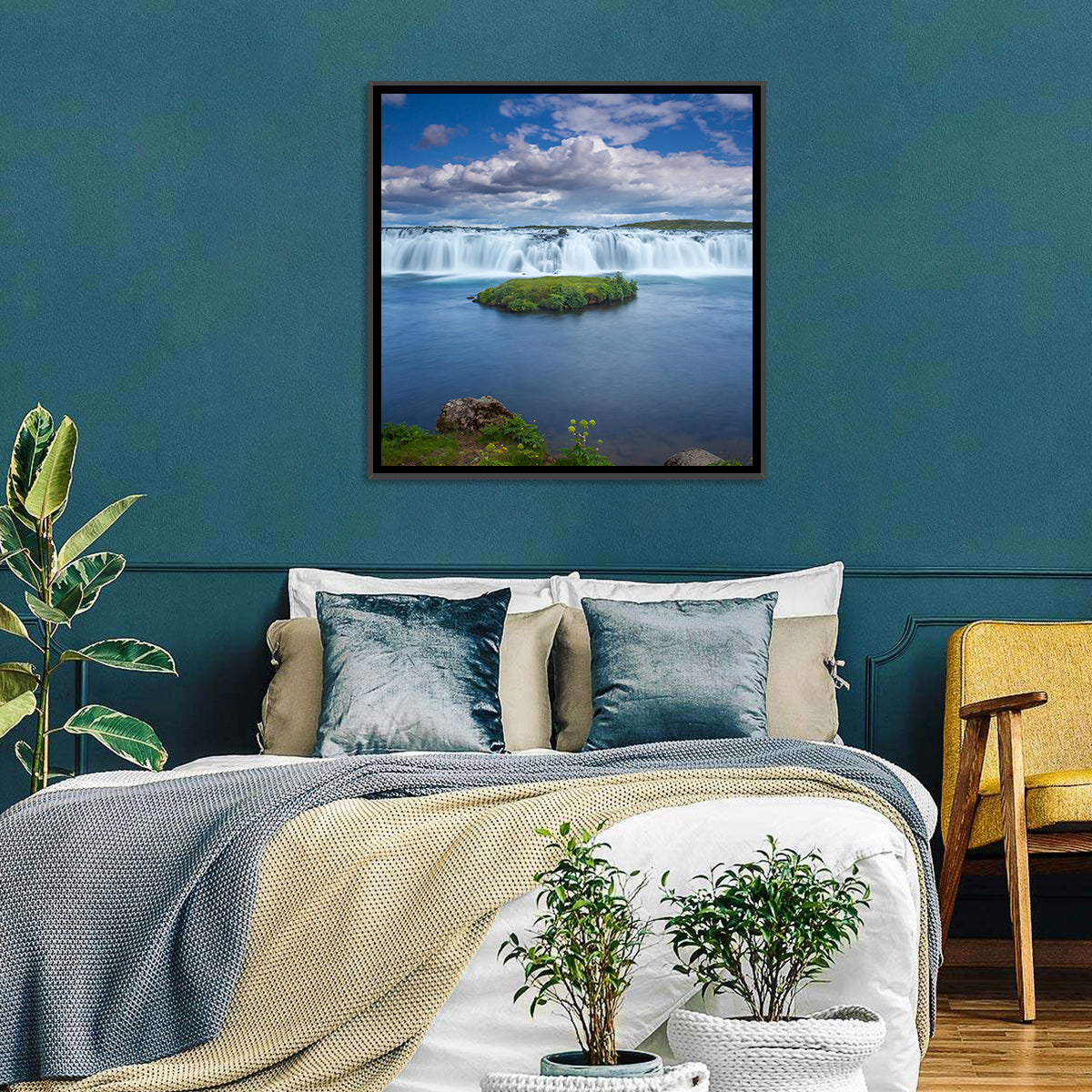 Faxi Waterfall Long Exposure Wall Art in a room, landscape