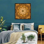 Golden Buddha Mandala Kaleidoscope Pattern Wall Art