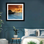 Overwater Bungalow Sunset Pier Wall Art