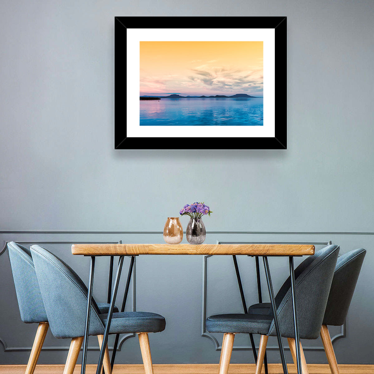 Lake Balaton at Golden Hour Wall Art in a room, landscape