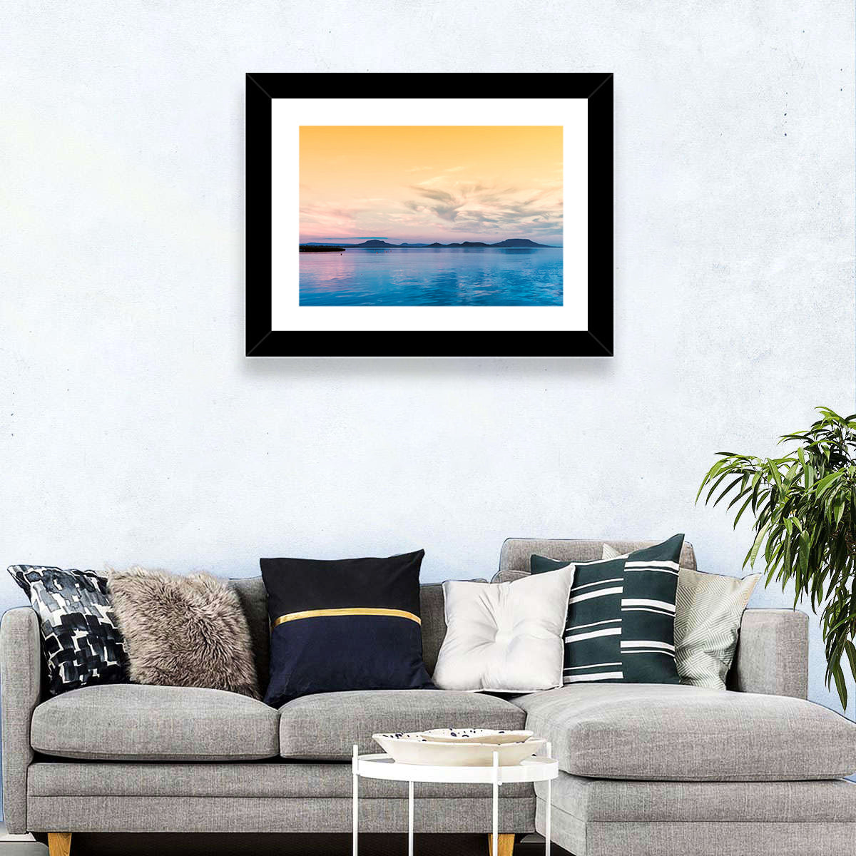 Lake Balaton at Golden Hour Wall Art in a room, landscape