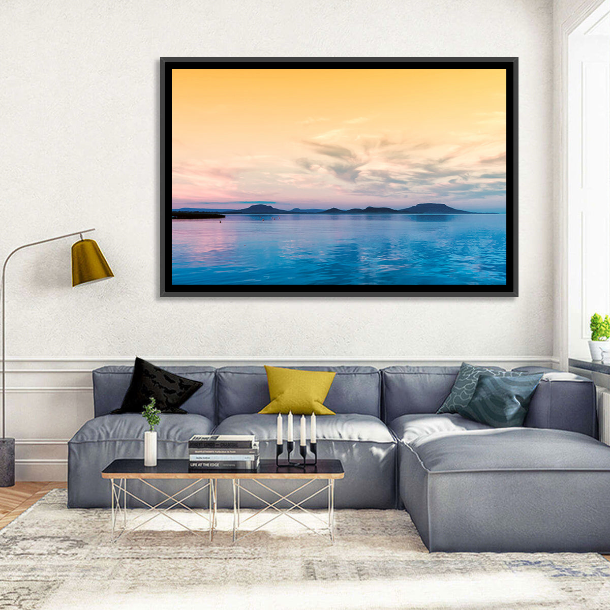 Lake Balaton at Golden Hour Wall Art in a room, landscape