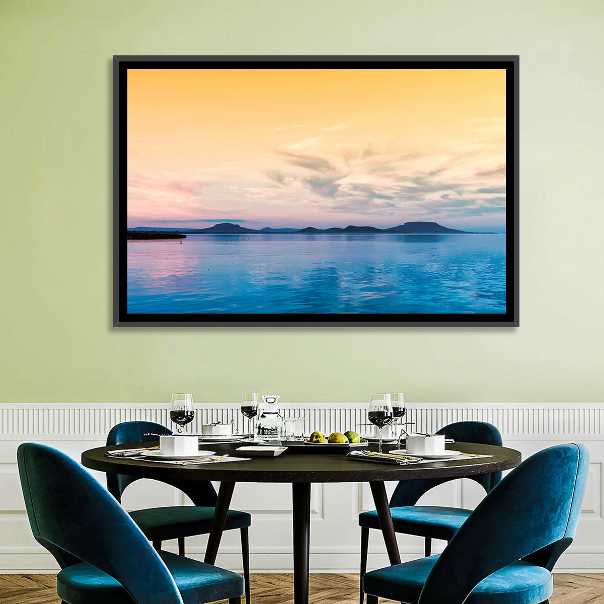 Lake Balaton at Golden Hour Wall Art in a room, landscape