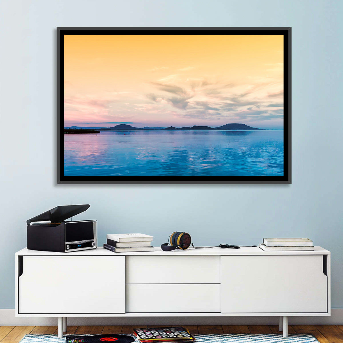 Lake Balaton at Golden Hour Wall Art in a room, landscape