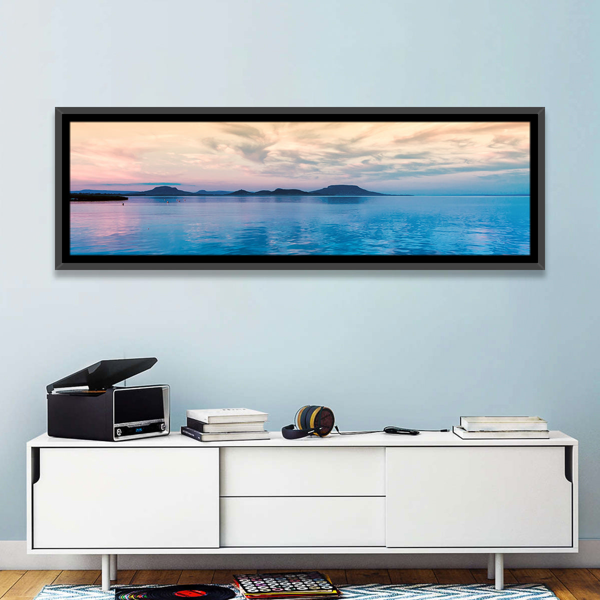 Lake Balaton at Golden Hour Wall Art in a room, landscape