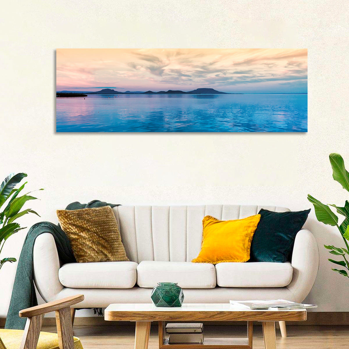 Lake Balaton at Golden Hour Wall Art in a room, landscape