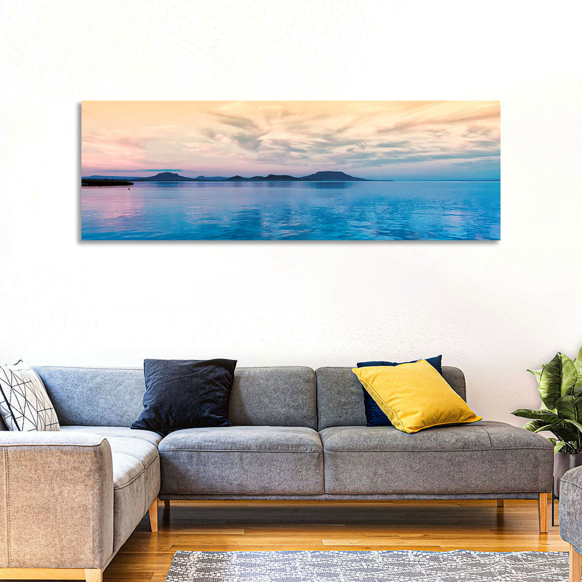 Lake Balaton at Golden Hour Wall Art in a room, landscape