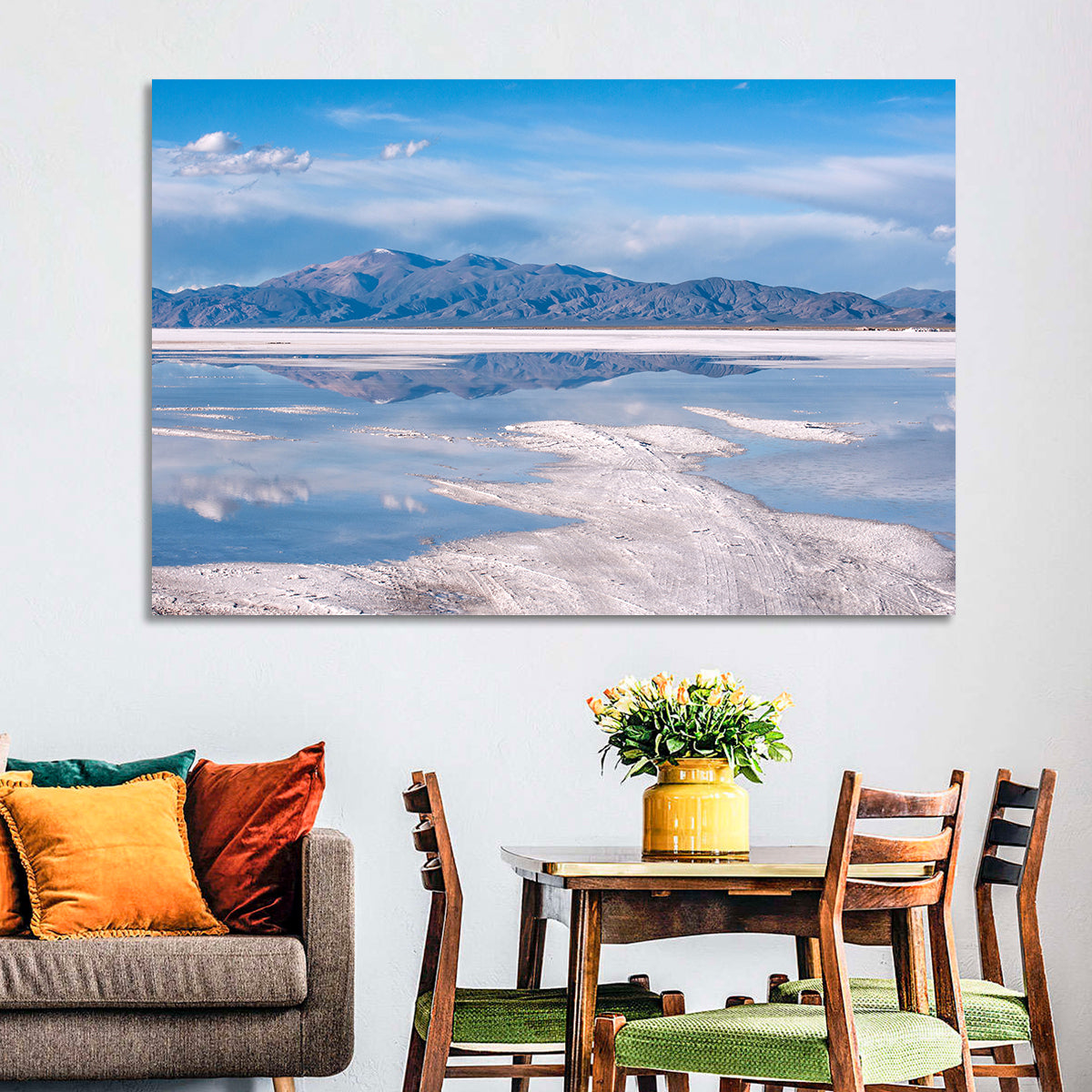 Salinas Grandes Salt Flats Wall Art in a room, landscape
