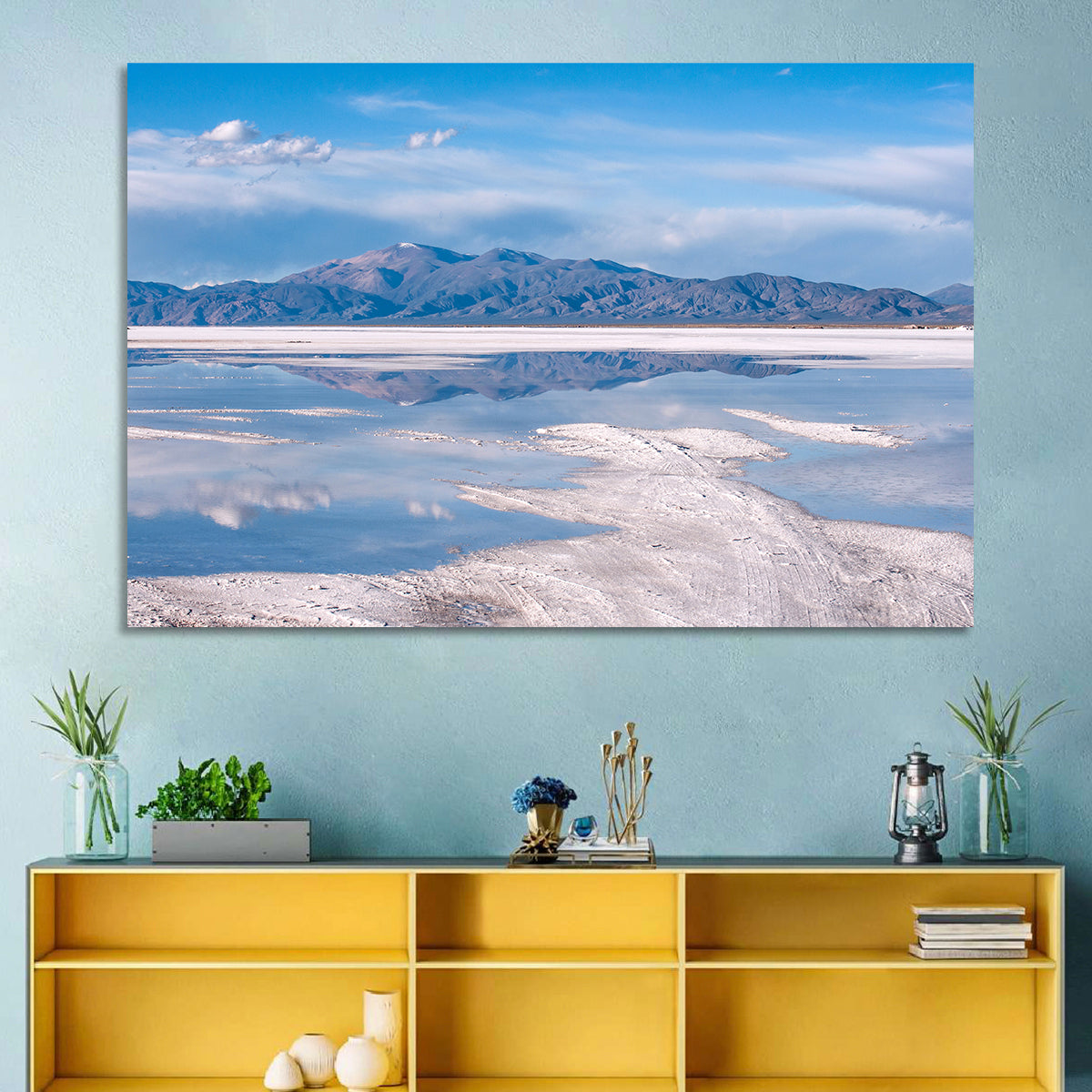 Salinas Grandes Salt Flats Wall Art in a room, landscape