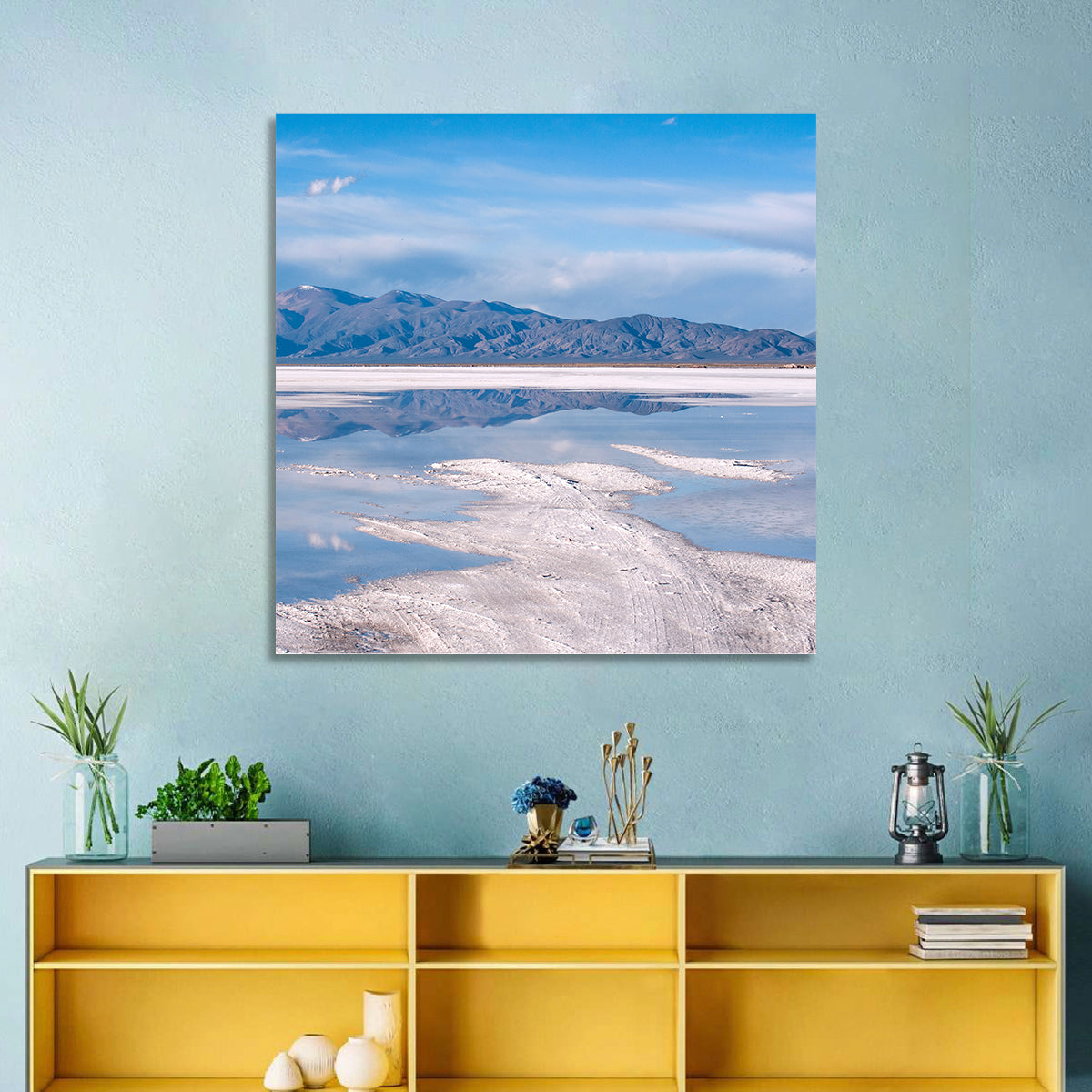 Salinas Grandes Salt Flats Wall Art in a room, landscape