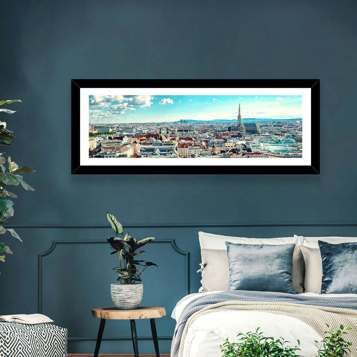 Vienna Skyline with St. Stephen's Cathedral Wall Art in a room, panoramic