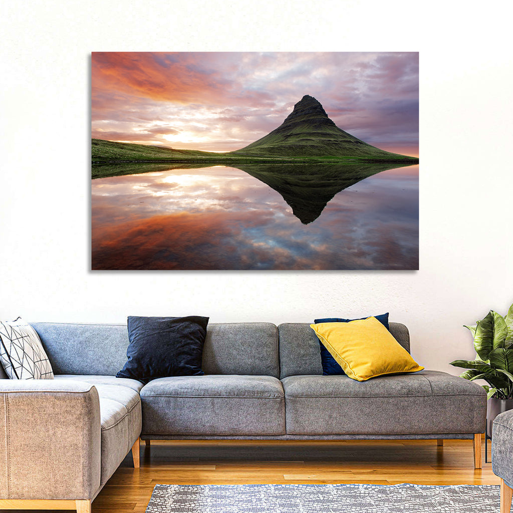 Kirkjufell Sunset Reflection Wall Art