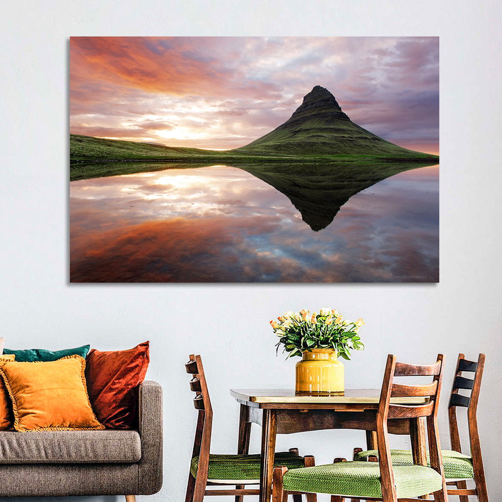 Kirkjufell Sunset Reflection Wall Art