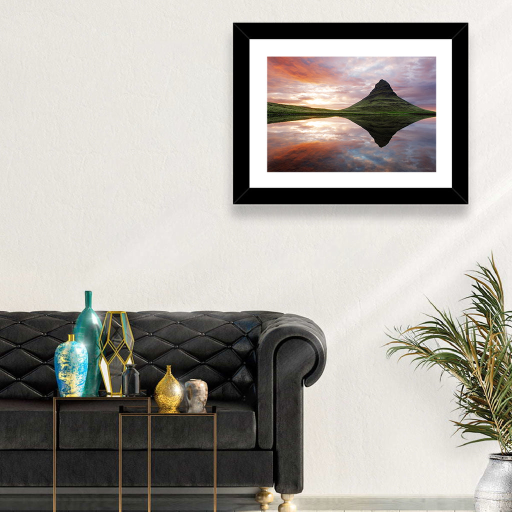 Kirkjufell Sunset Reflection Wall Art