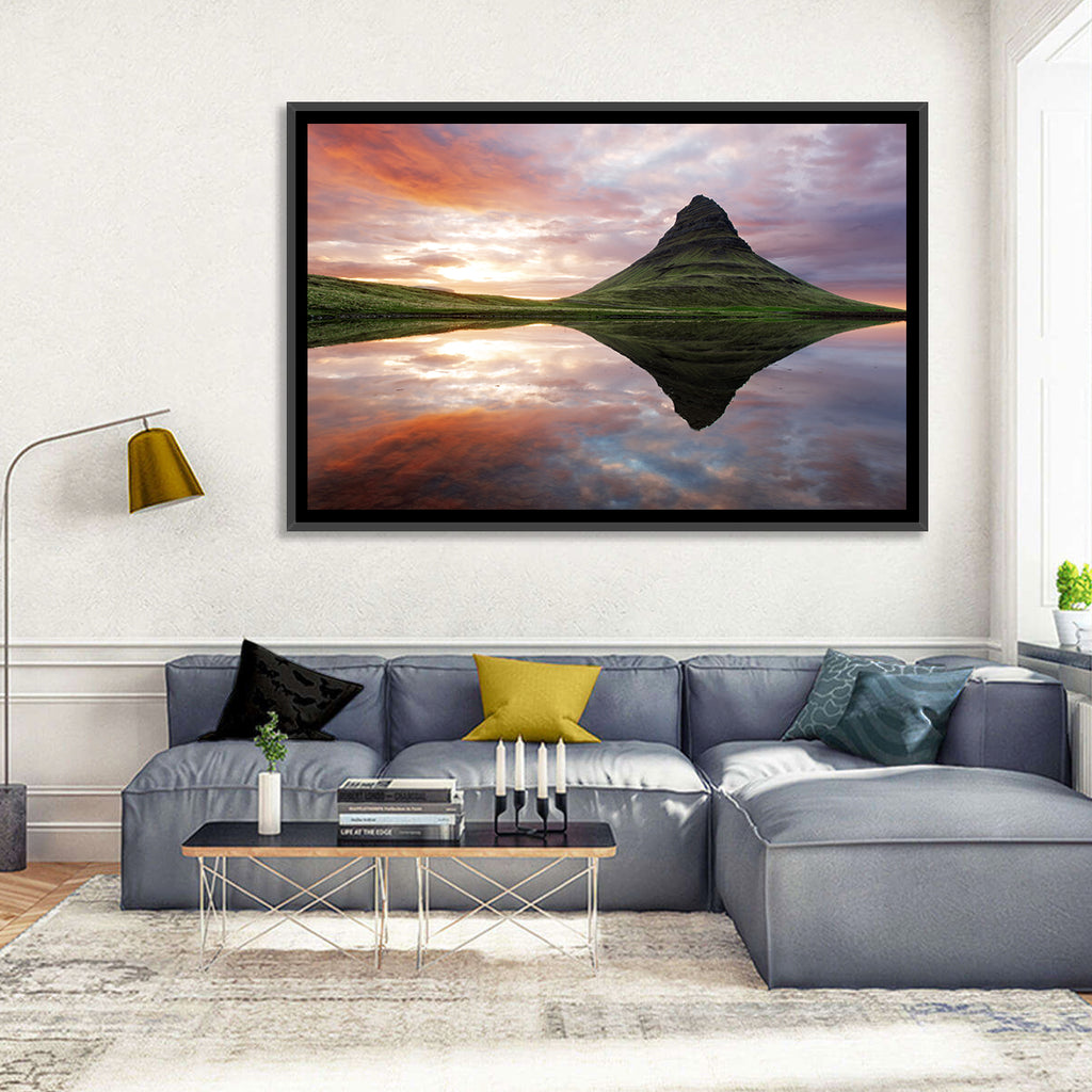 Kirkjufell Sunset Reflection Wall Art