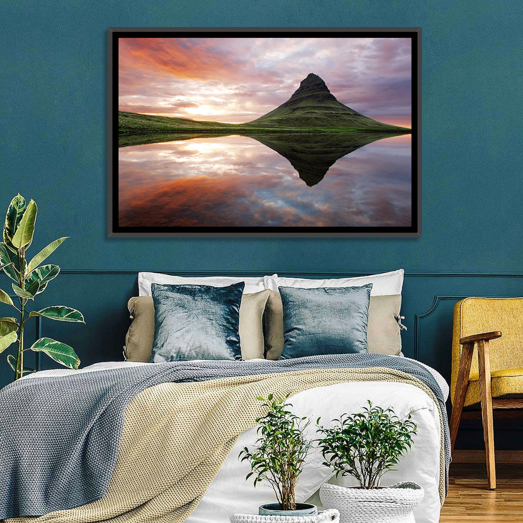 Kirkjufell Sunset Reflection Wall Art