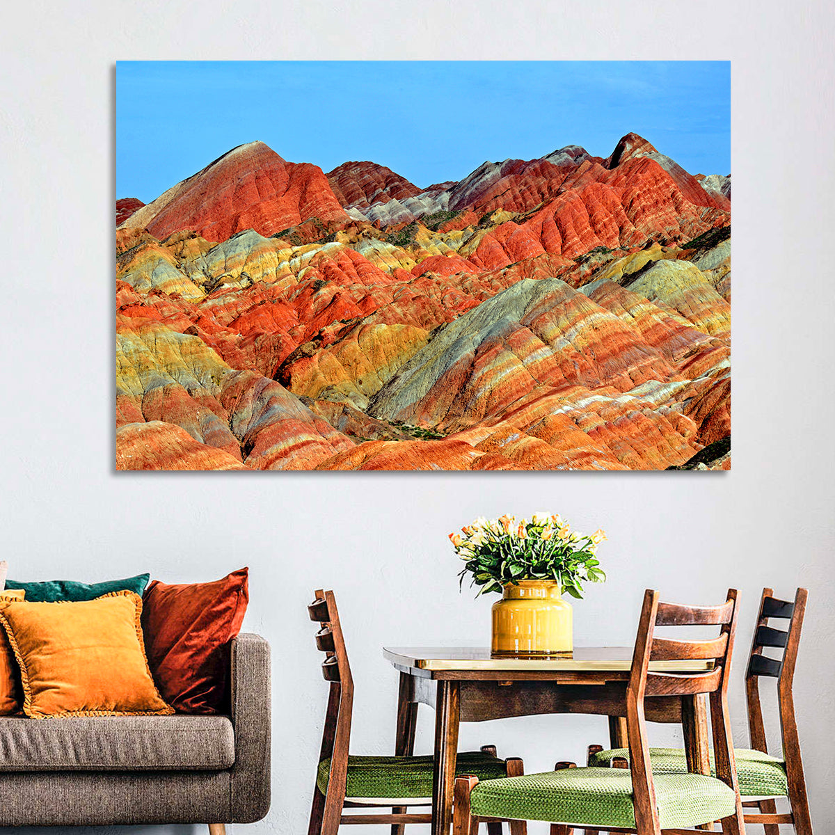Mount Danxia Wall Art in a room, landscape