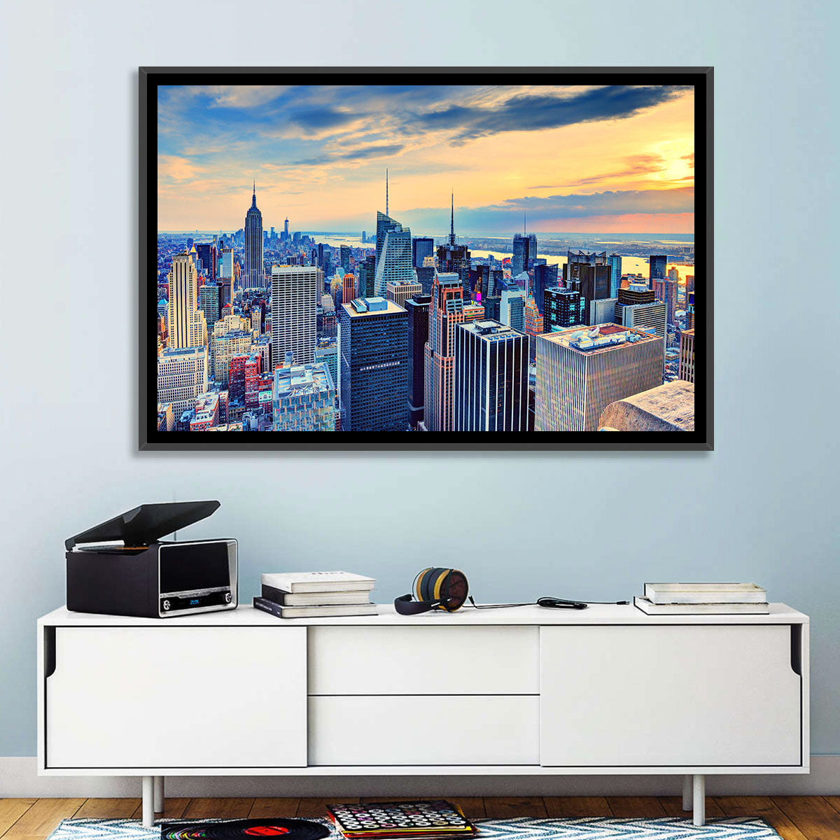 Midtown Manhattan Skyline at Dusk Wall Art in a room, landscape