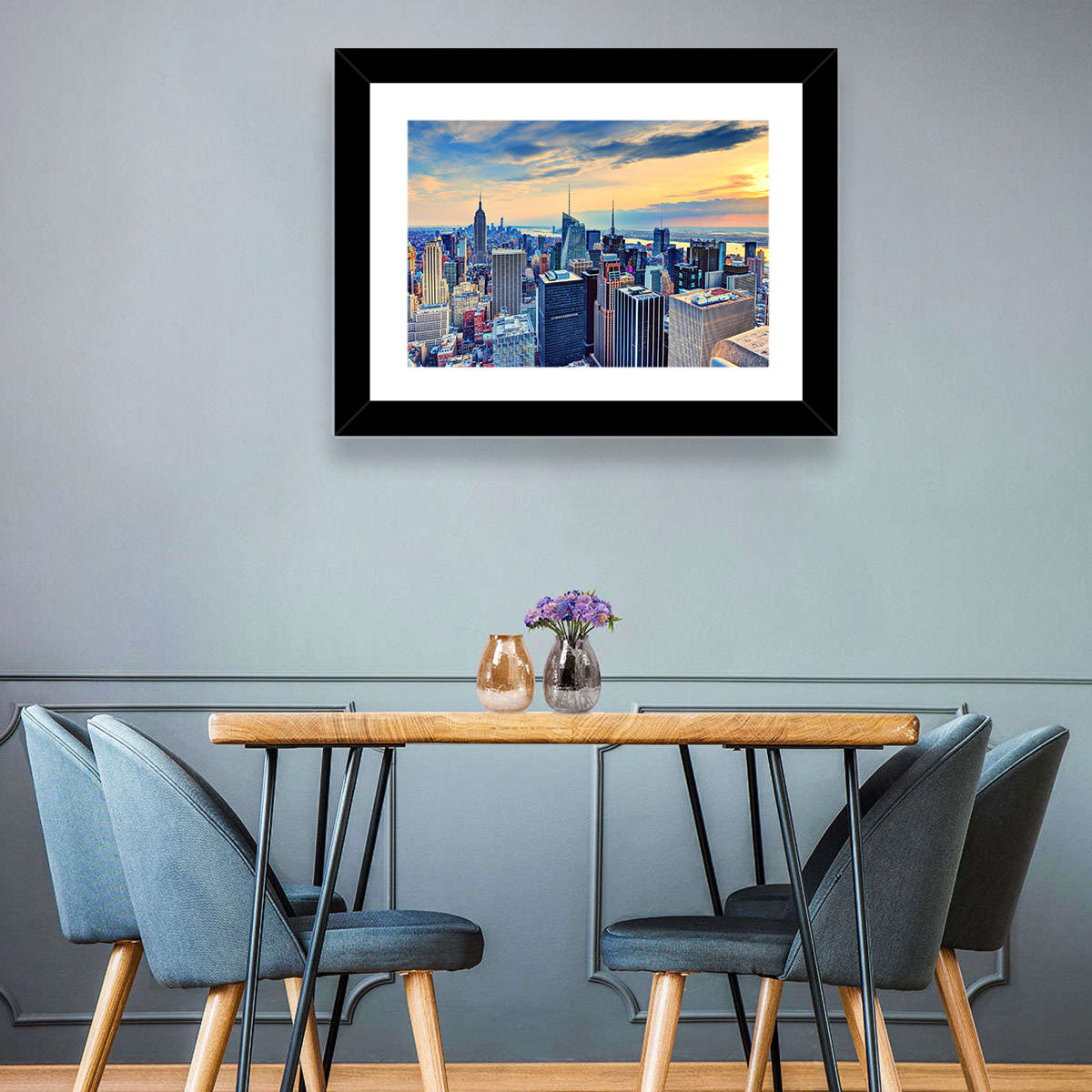 Midtown Manhattan Skyline at Dusk Wall Art in a room, landscape