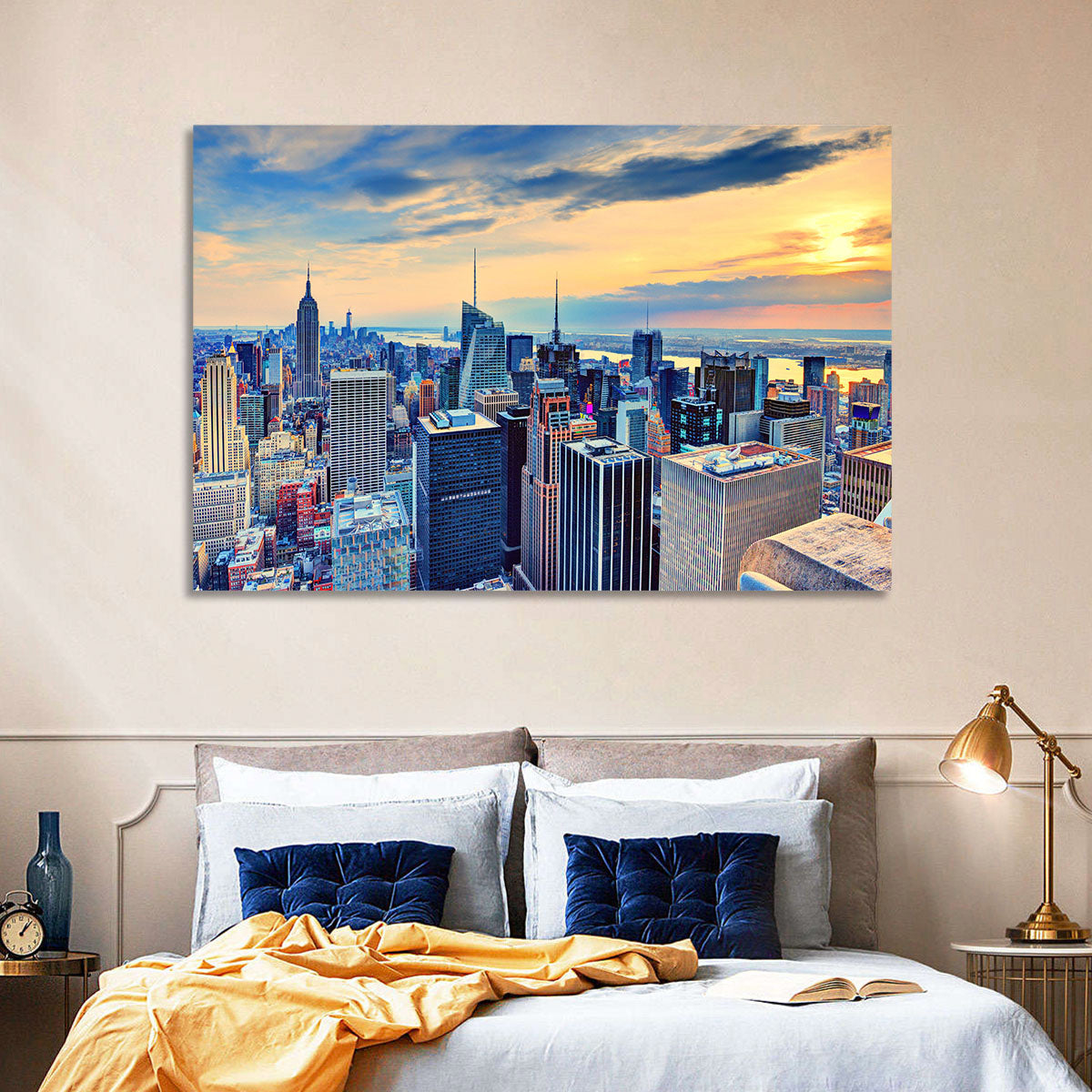 Midtown Manhattan Skyline at Dusk Wall Art in a room, landscape