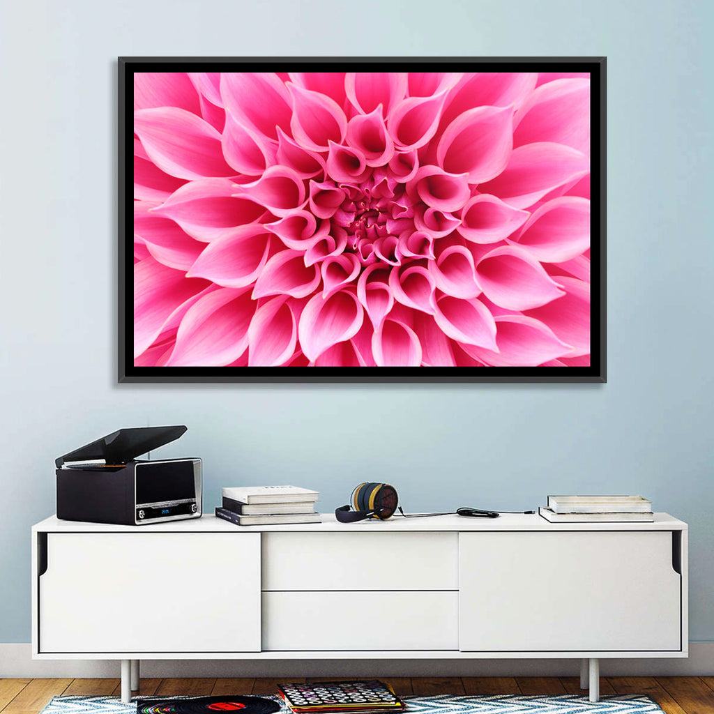 Pink Dahlia Spiral Close-up Wall Art