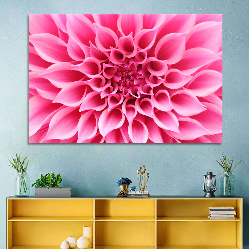 Pink Dahlia Spiral Close-up Wall Art