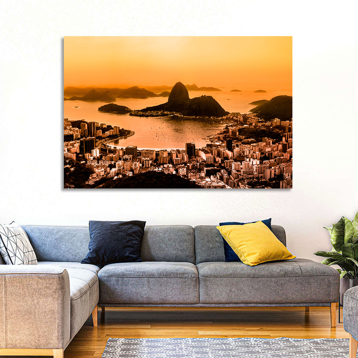 Sugarloaf Over Guanabara Bay Wall Art in a room, landscape