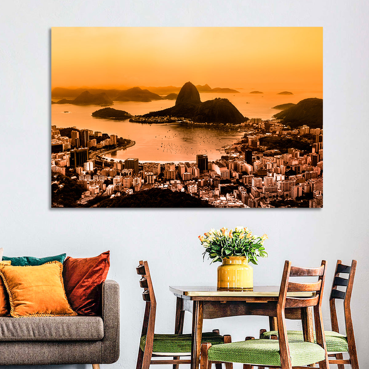 Sugarloaf Over Guanabara Bay Wall Art in a room, landscape