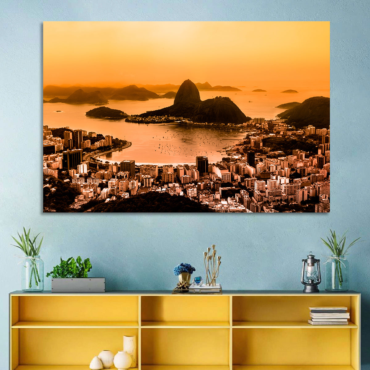 Sugarloaf Over Guanabara Bay Wall Art in a room, landscape
