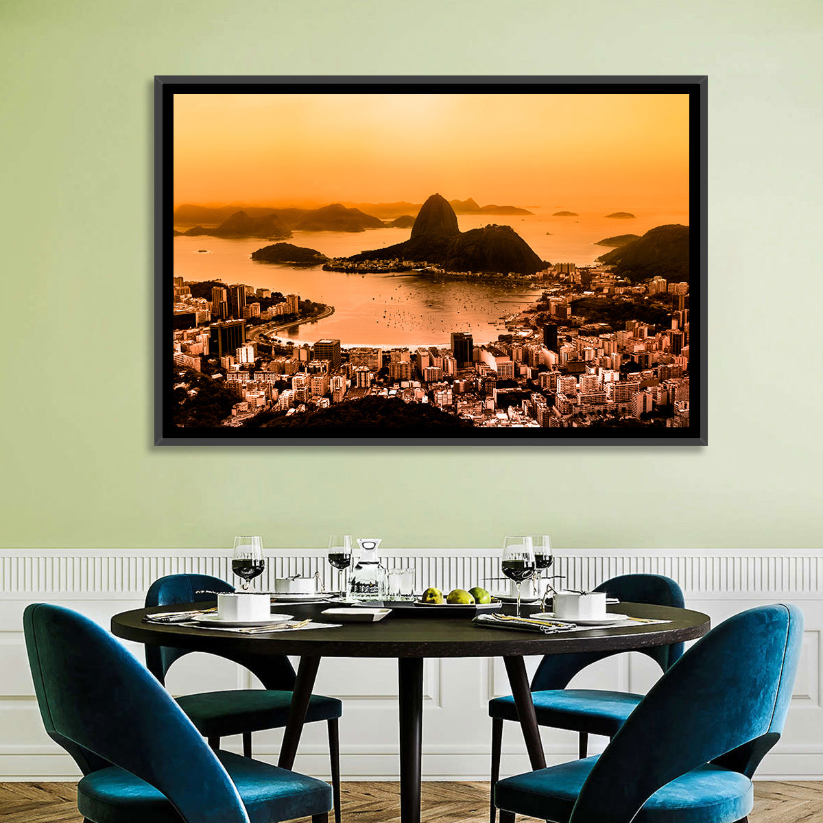 Sugarloaf Over Guanabara Bay Wall Art in a room, landscape