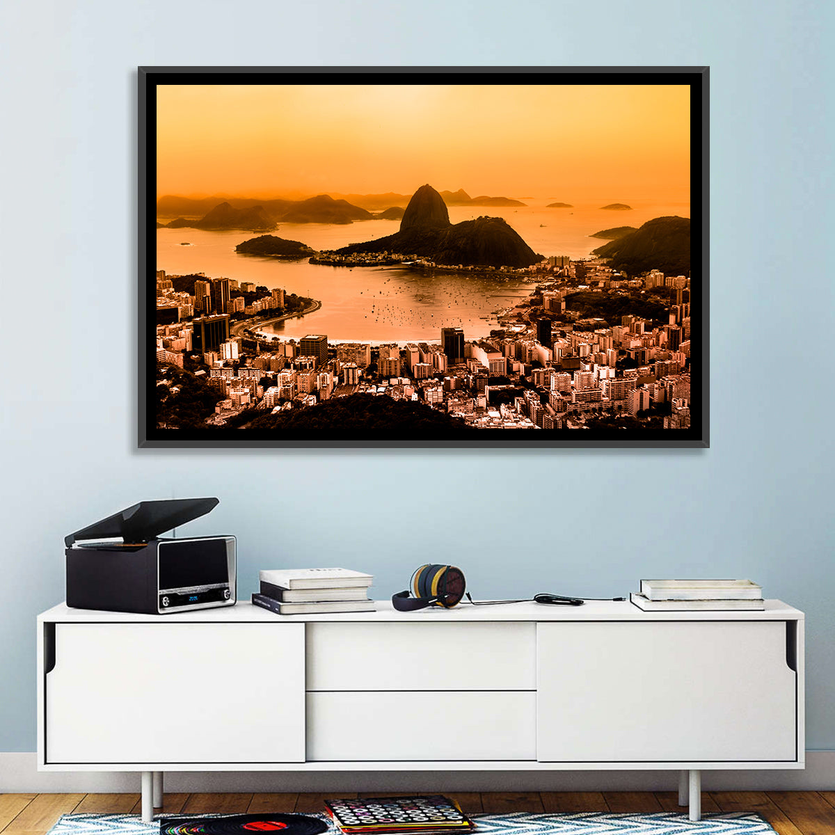 Sugarloaf Over Guanabara Bay Wall Art in a room, landscape