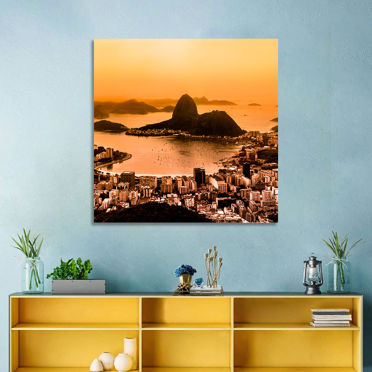 Sugarloaf Over Guanabara Bay Wall Art in a room, landscape