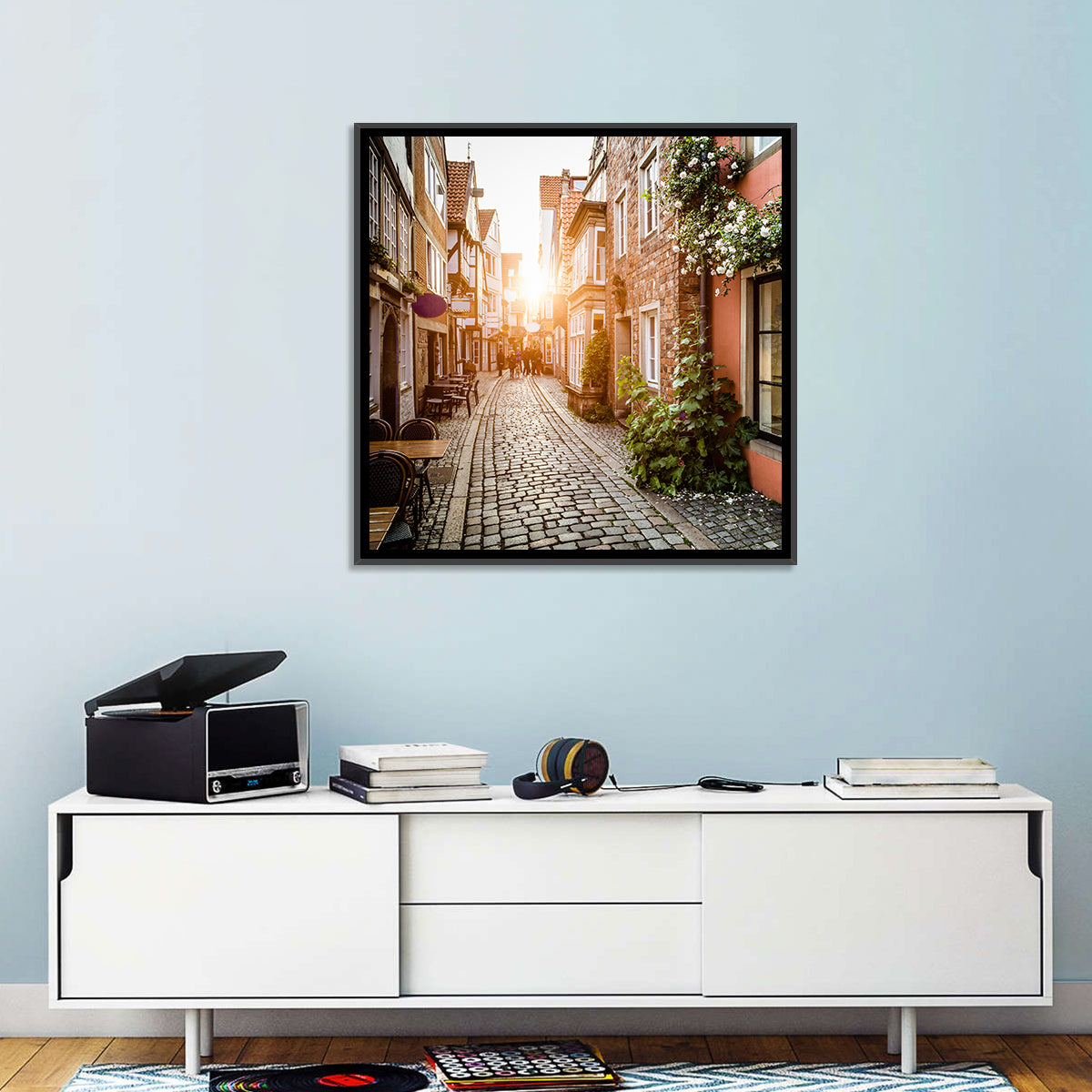 Schnoorviertel Cobblestone Lane Wall Art in a room, landscape