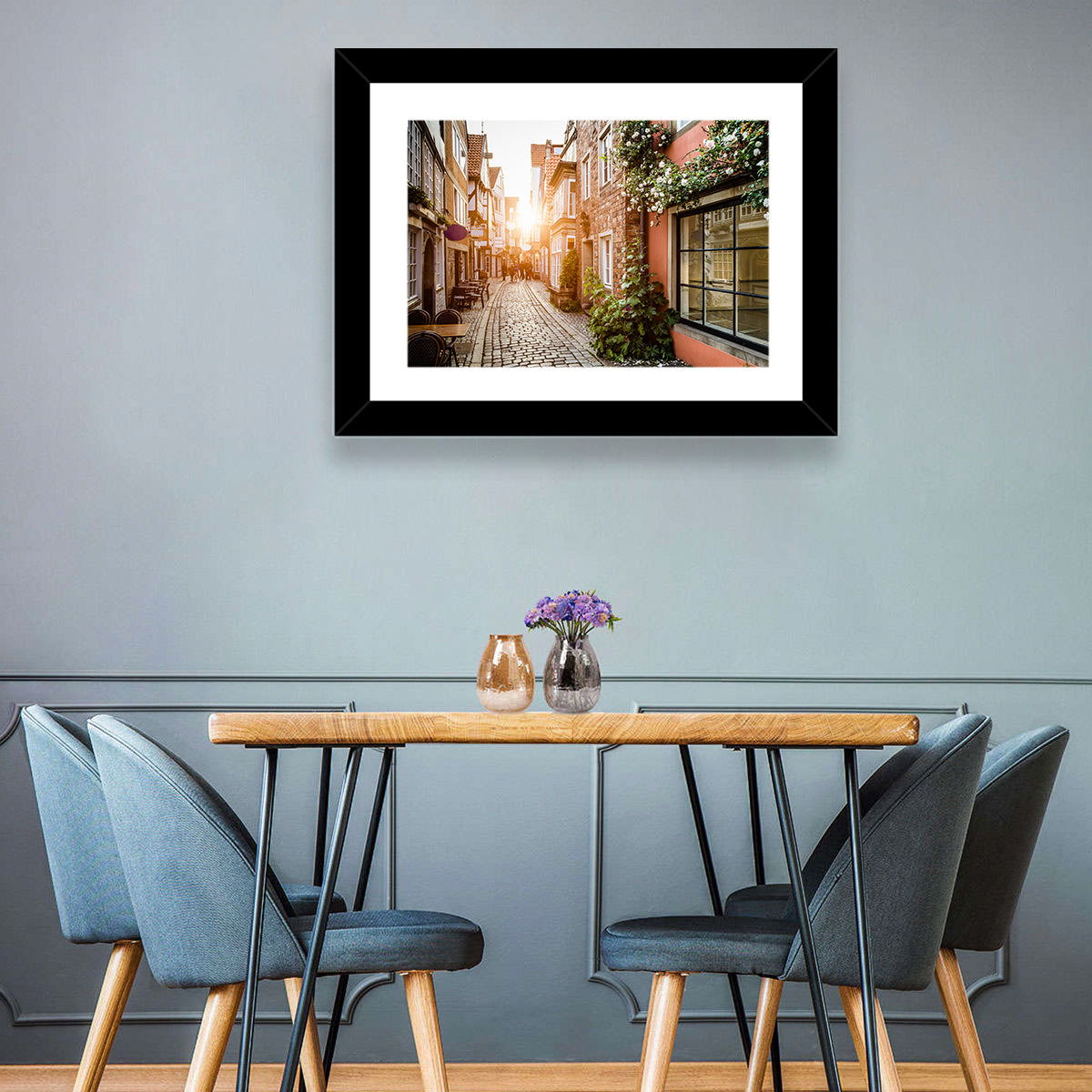 Schnoorviertel Cobblestone Lane Wall Art in a room, landscape