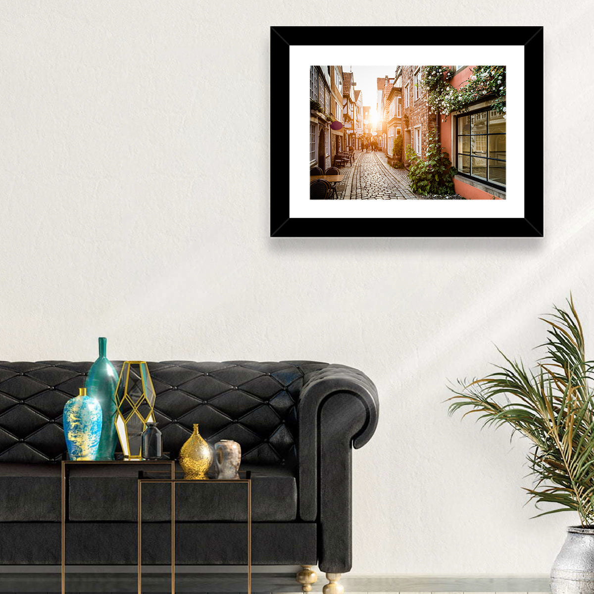 Schnoorviertel Cobblestone Lane Wall Art in a room, landscape