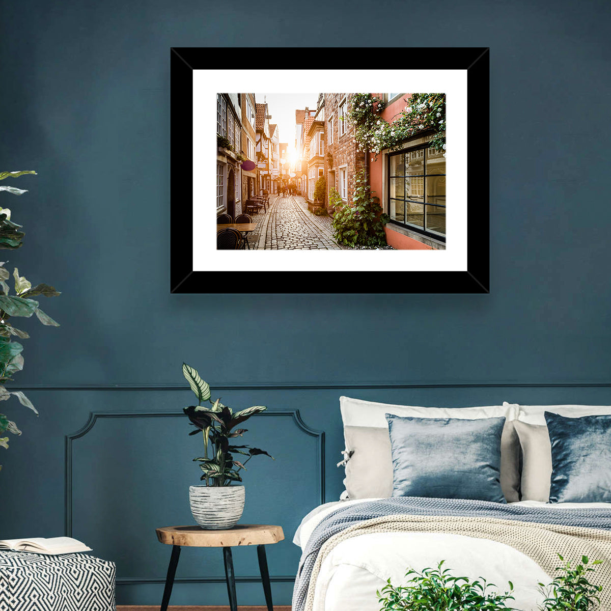 Schnoorviertel Cobblestone Lane Wall Art in a room, landscape