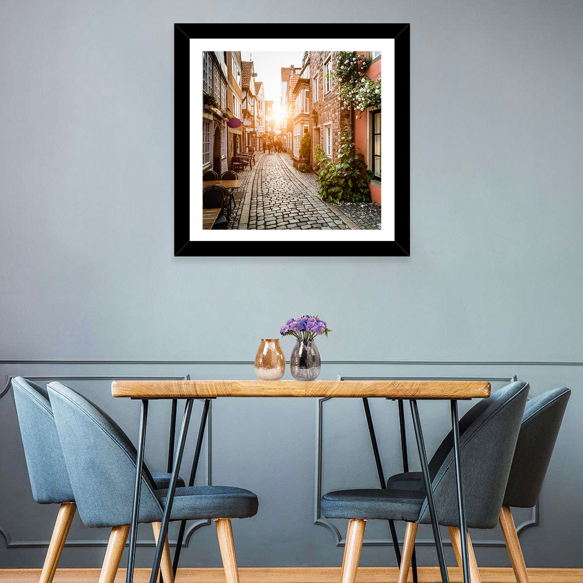 Schnoorviertel Cobblestone Lane Wall Art in a room, landscape