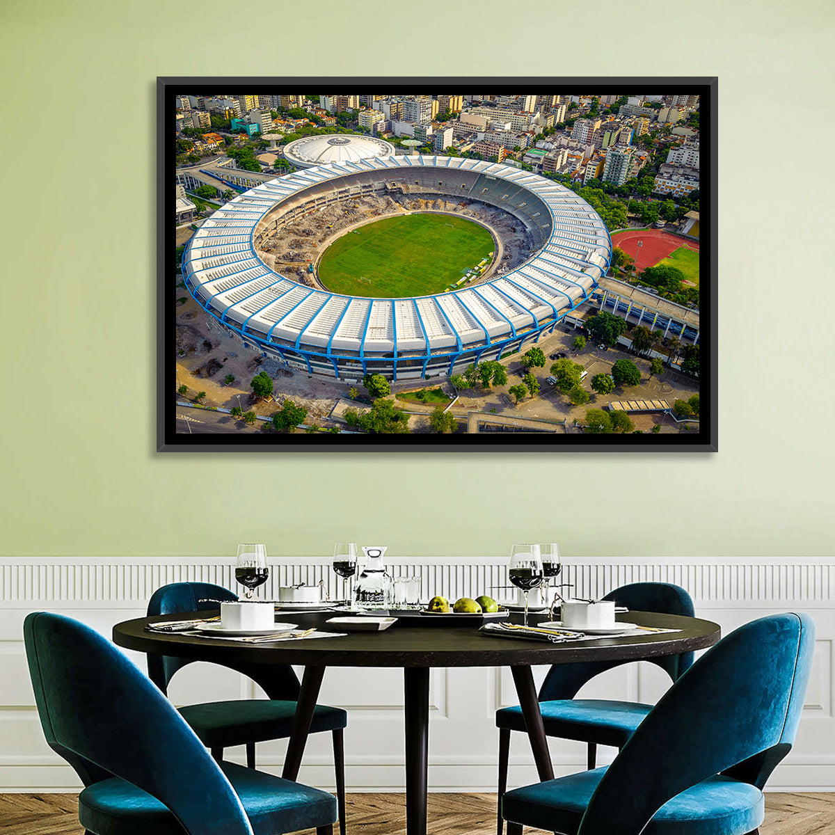 Maracanã Stadium Aerial View Wall Art in a room, landscape