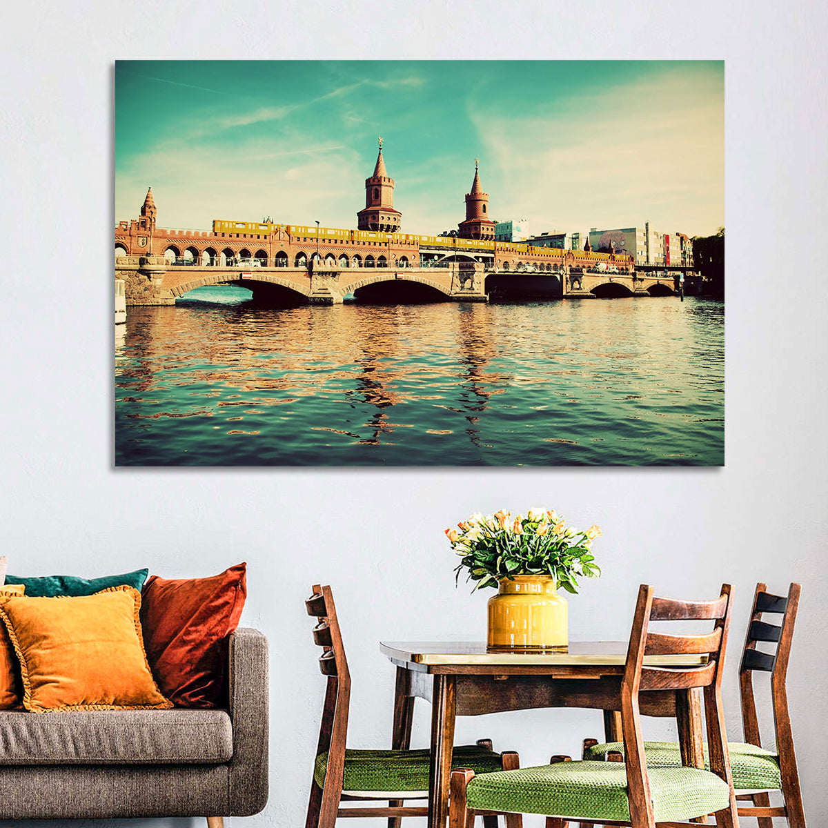 Oberbaum Bridge with Yellow Train Wall Art