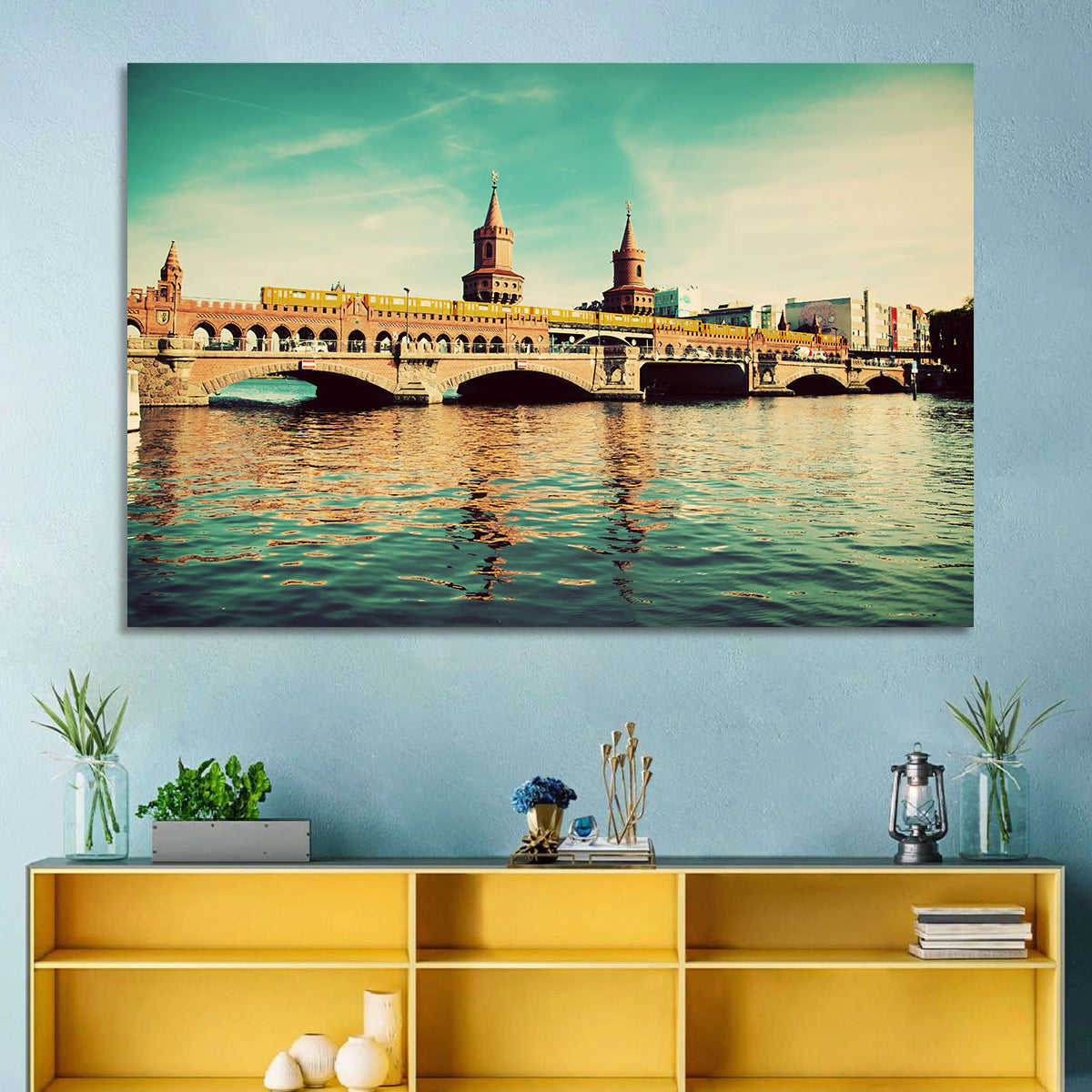 Oberbaum Bridge with Yellow Train Wall Art