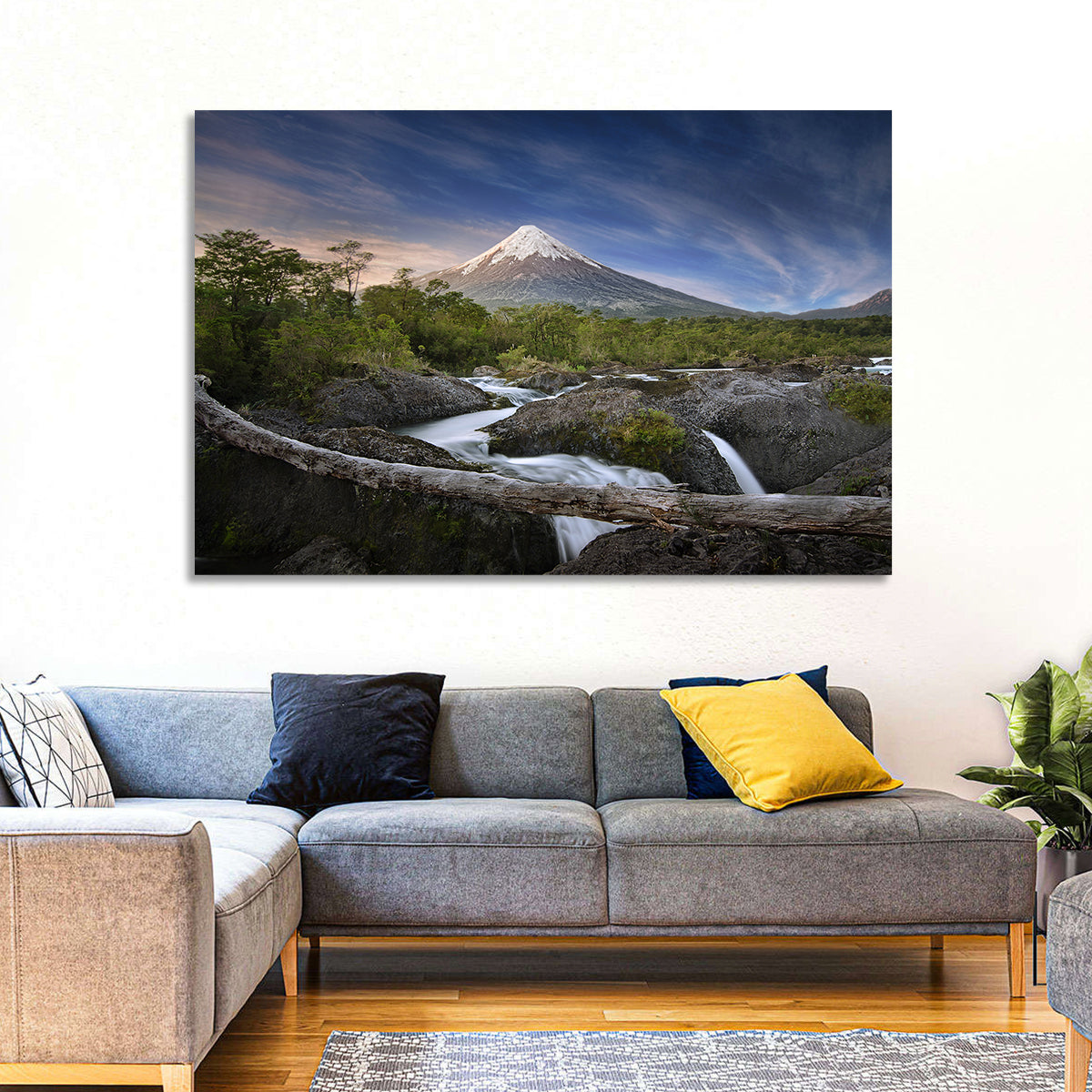 Osorno Volcano at Petrohue Falls Wall Art in a room, landscape