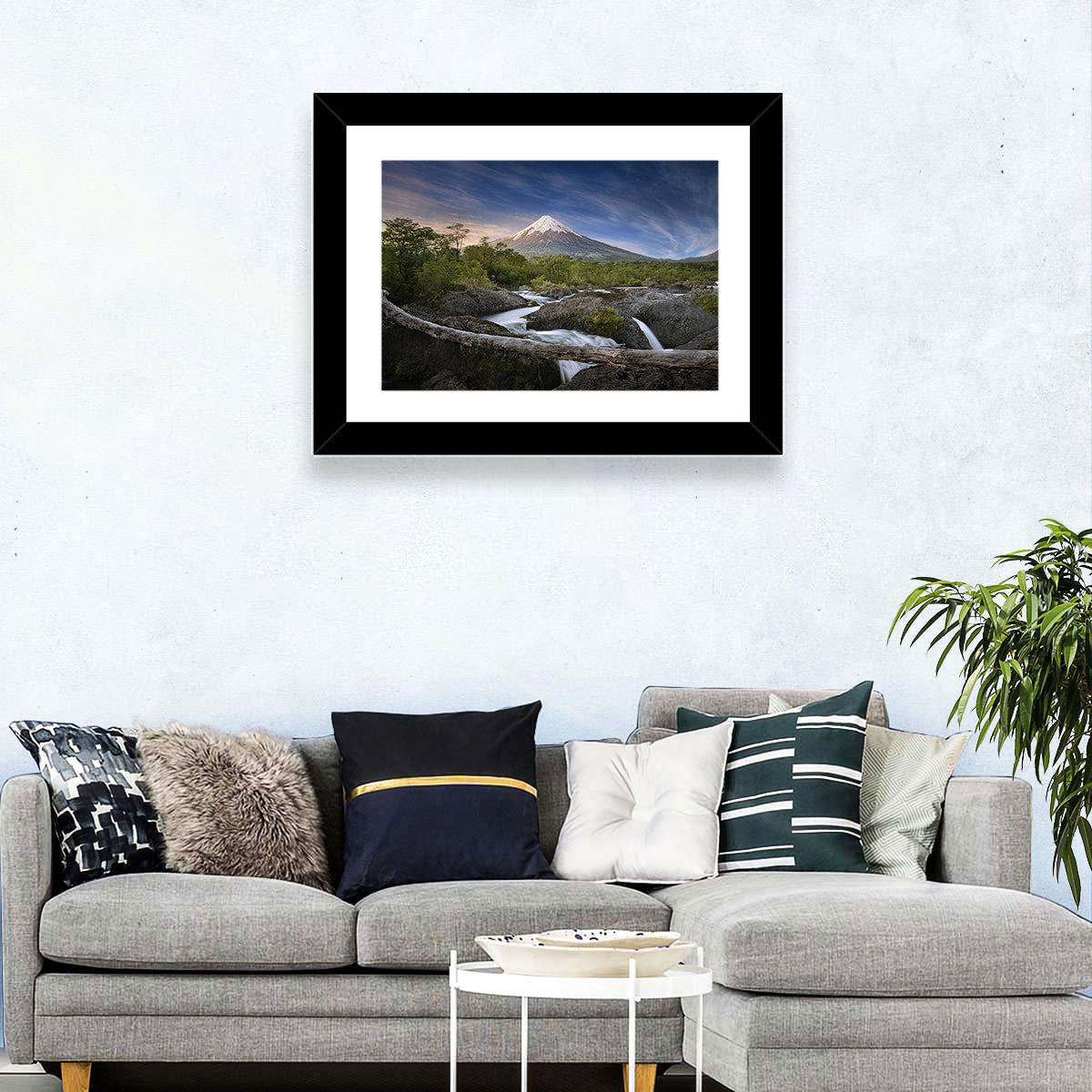 Osorno Volcano at Petrohue Falls Wall Art in a room, landscape
