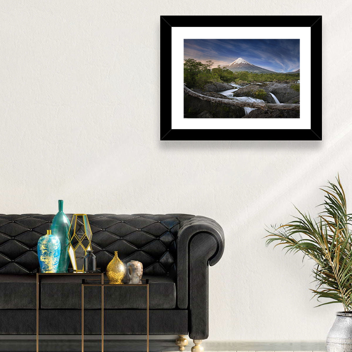 Osorno Volcano at Petrohue Falls Wall Art in a room, landscape