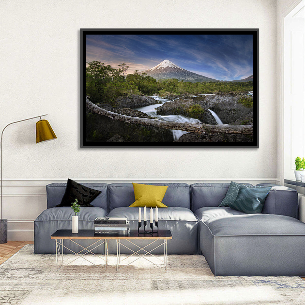 Osorno Volcano at Petrohue Falls Wall Art in a room, landscape