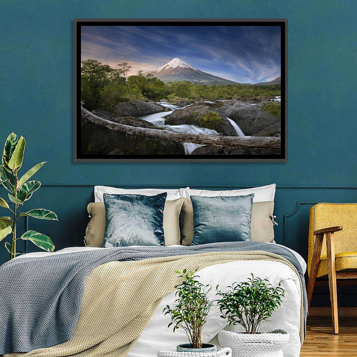 Osorno Volcano at Petrohue Falls Wall Art in a room, landscape