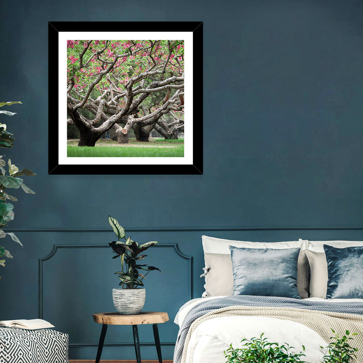 Peach Orchard in Bloom Wall Art in a room, landscape