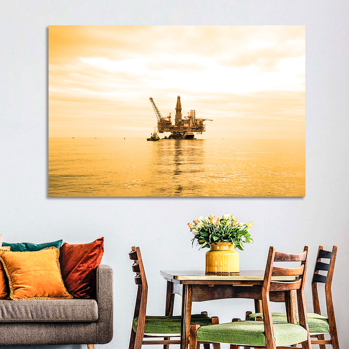 Golden Hour Oil Rig Wall Art